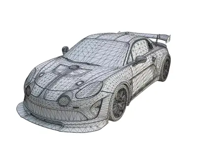 Sports car Low-poly 3D model 2
