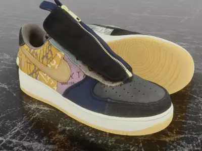 NIKE AIR FORCE 1 CACTUS JACK TRAVIS SCOTT 3D SHOES 3D model