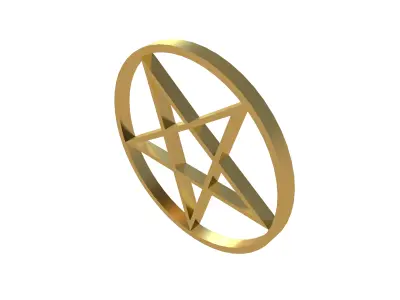 Inverted Pentagram Symbol v2 003 Low-poly 3D model