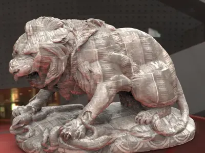Lion statue With 3 Different Textures 3D model