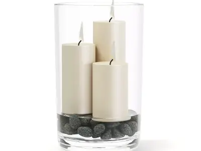 Candlesticks in Glass Vase 3D model