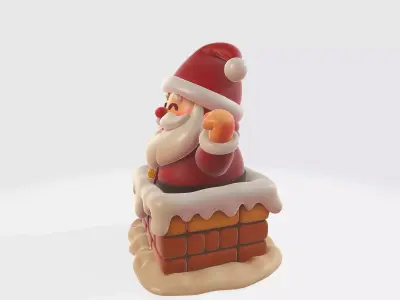 Cute Santa Claus Coming Out of Chimney Christmas Decoration 3D print model