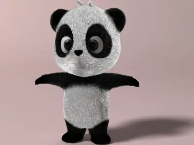 Cartoon panda RIGGED  Low-poly 3D model
