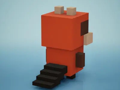 Voxel - Beaver Low-poly 3D model