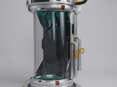 Sci Fi Cryo Containment Pod  Stasis Chamber  Game Ready 3D Asset 3D model