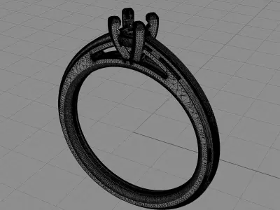 D-1693 diamond engagement ring gold 3D print model