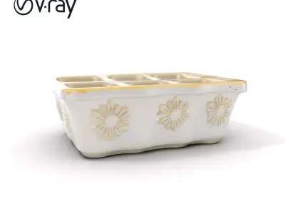Floral Ceramic Muffin Tray Model Pack Low-poly 3D model