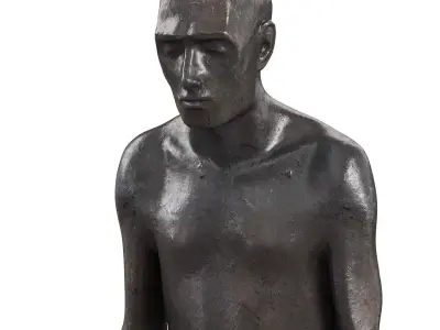 Melancholic male torso in metal 3D model
