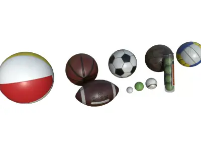 Sport Balls Pack Low-poly 3D model