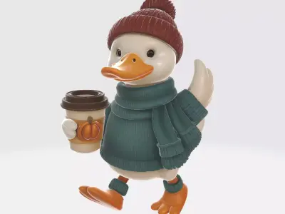 Cute Duck Figurine in Cozy Fall Outfit Thanksgiving Decor  3D print model