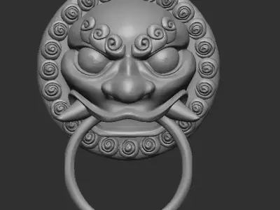 Lion   Door buckle    Ornament   Metal      Free 3D model
