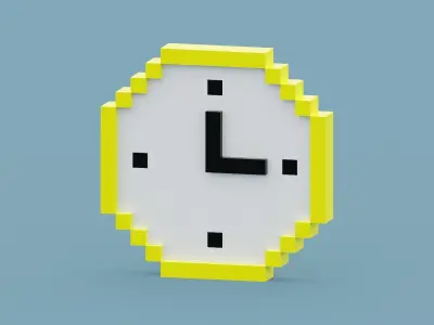 Voxel Yellow Clock Low-poly 3D model