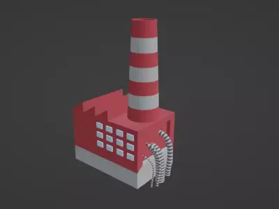 Low-poly factory - cartoon-ish Free low-poly 3D model