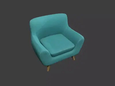 Teal Armchair Low-poly 3D model
