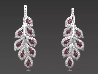 Sparkling Leaves Drop stl 3d Earrings model je0045 3D print model