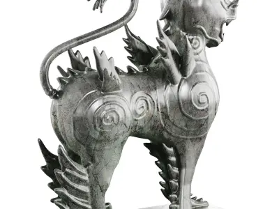 Chinese Styled Lion Statue 3D model