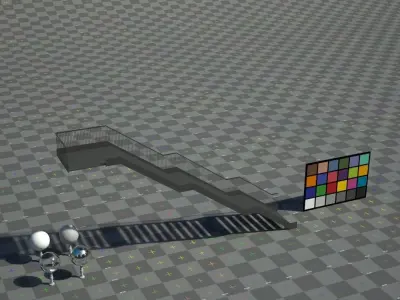 Multiple layered metal staircase Low-poly 3D model