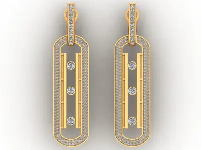 Messika Move Diamond Gold Earrings 3D print model