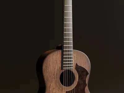  Guitar Acoustic Realistic brown Low-poly 3D model