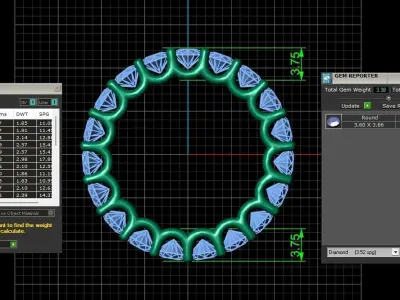 U Shaped Eternity Ring 3 point 6 mm stone size swiss 14 and EU54 3D print model