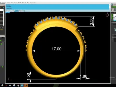 Luxury Wide Pave Rectangle Top Ring for Men Women  2843 3D print model
