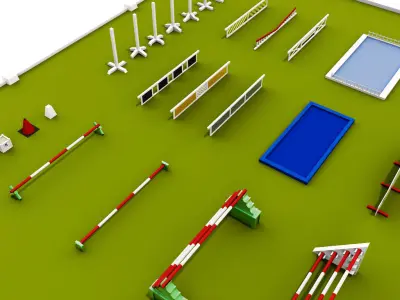 Horse jumping obstacle small pack low poly 3D model