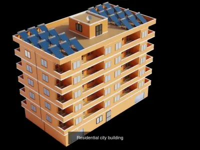 Palace building with solar panels 3D Model Collection