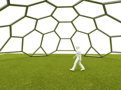 Dome hexagon pattern cover structure architecture engineering Low-poly 3D model