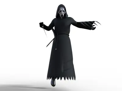 Ghost face Scream Halloween Rigged Animated Low-poly 3D model