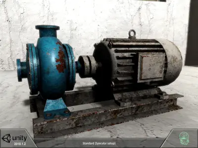 Electric motor pump Low-poly 3D model