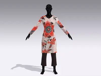 Female Cloth Dress Low-poly 3D model