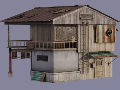 Old House - Enterable - Game Ready Low-poly 3D model