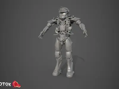 Warrior robot Free low-poly 3D model