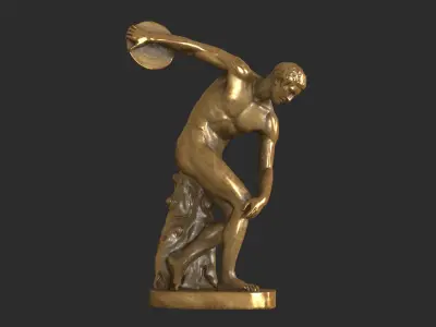 Discobolus Statue - Gold Low-poly 3D model