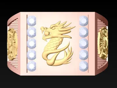 Dragon Ring - Mens Ring - N2541 3D print model