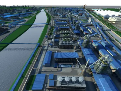 Industrial factory Chemical plant 3D model