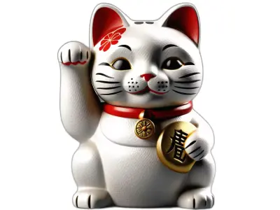 Manekineko Lucky Cat Figurine Low-poly 3D model