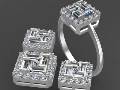 Diamond Solitaire Baguette Ring 3D print model get