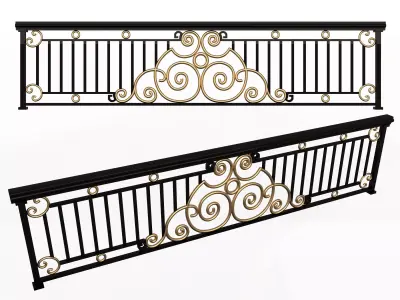 Forging Iron Forged Balcony Railing 06 Low-poly 3D model