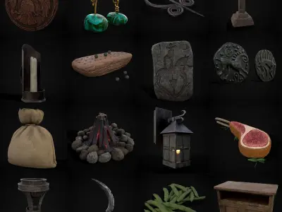 Medieval Prop Mix Twenty Three 3D Model Collection
