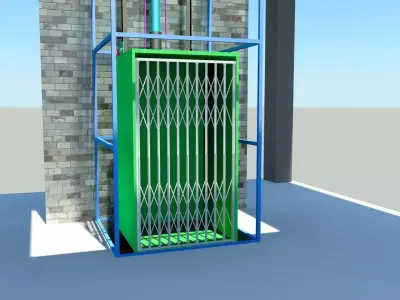 Hydraulic Powered Wire rope Elevator  Low-poly 3D model
