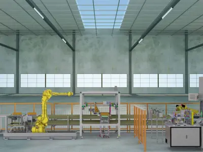 Automatic production line for battery pack electrode welding  3D model