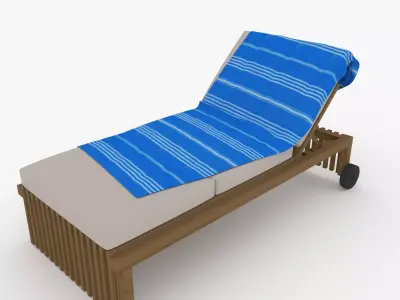 Sun Lounger Elegant Wood 3D model