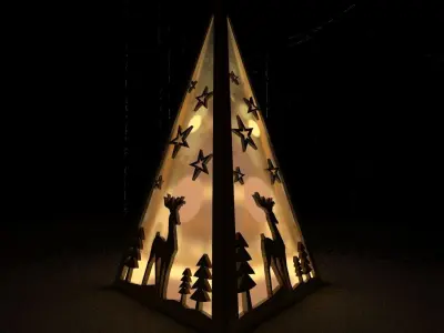 christmas lantern triangular 02 Low-poly 3D model