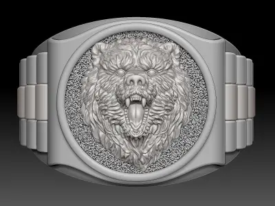 Bear Man Ring silver gold printable jewelry 3D print model