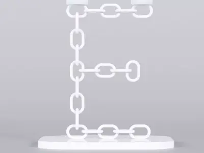 Alphabet E Chain White  Candleholder 3D Model True 4K PBR Render Low-poly 3D model