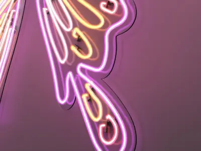 Butterfly Wings 2 - Neon Sign 3D model