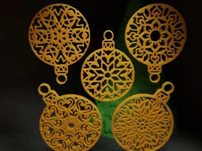Christmas Ornament - Pendant - Christmas Tree Set 3D print model