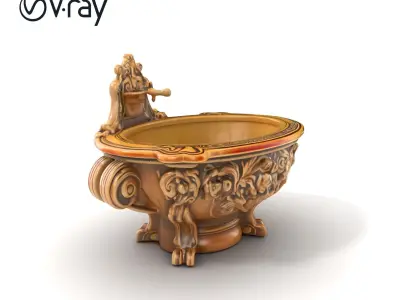 Antique Castle Basin Carved Decor model pack Low-poly 3D model