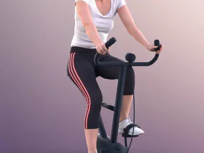 Nadin 11138 - Young Woman Training On A Bike In Gym Low-poly 3D model